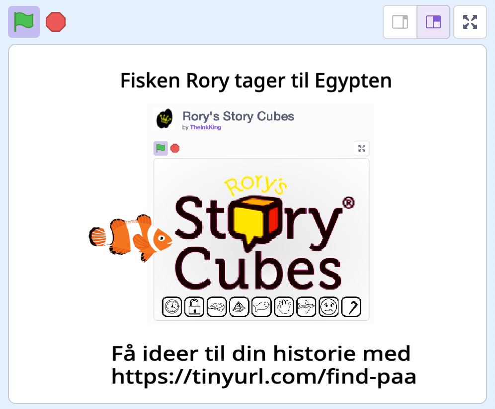 Inspiration til historien om fisken Rory med Story Cubes
