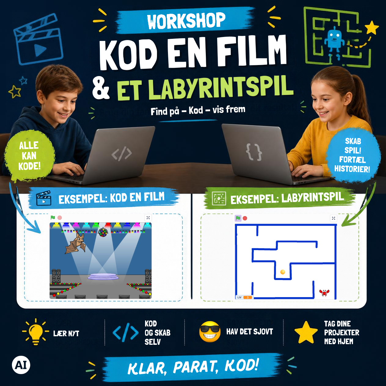 Eksempel på, hvad man lærer at lave i workshoppen.